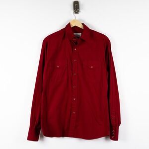 Ace of Diamond Dress Shirt Red Mens Medium Long Sleeve Snap Button Western Shirt